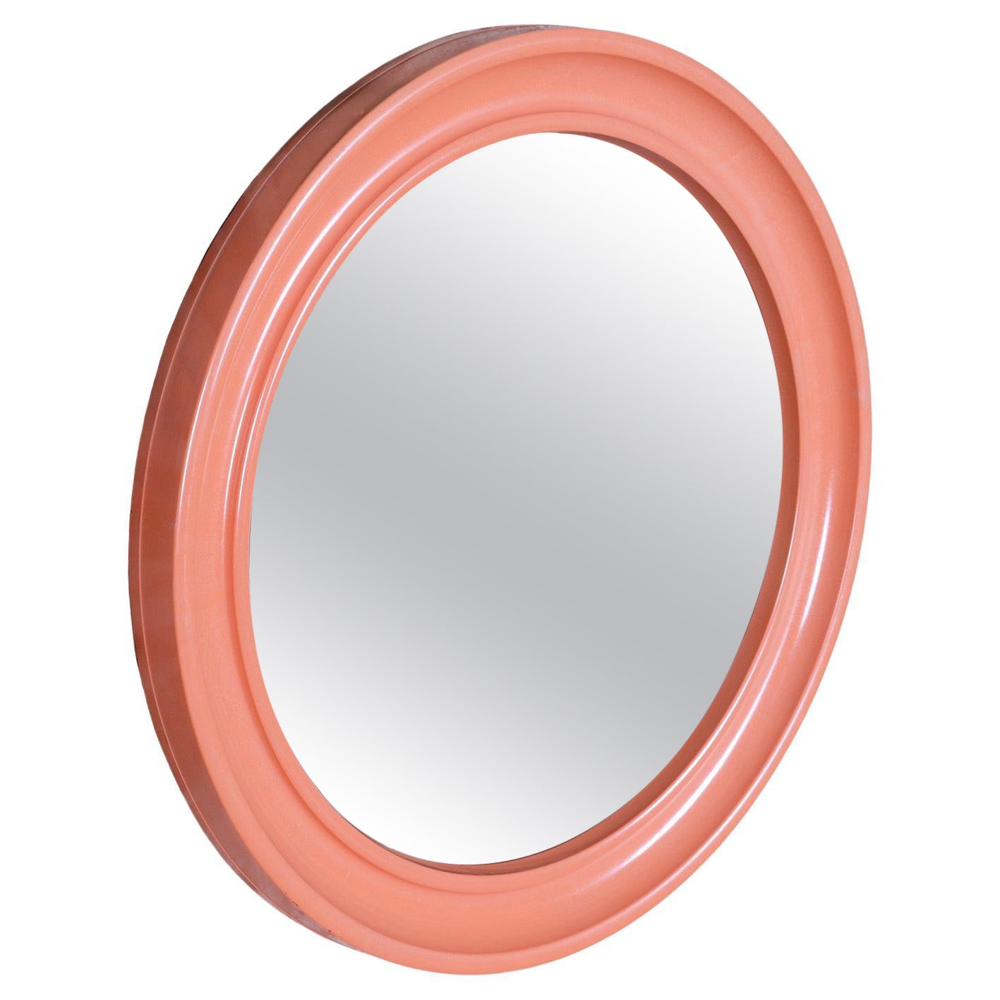Original Mid-Century Pink Mirror, Plastic Frame, Italy, 1960s