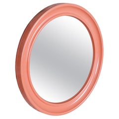 Vintage Original Mid-Century Pink Mirror, Plastic Frame, Italy, 1960s