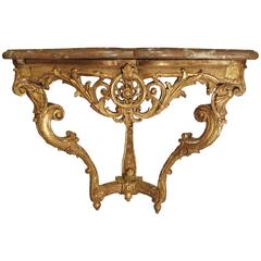 Antique Beautiful Period Louis XIV Giltwood Console with Original Marble