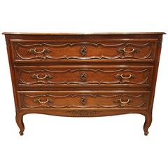 French Oak Chest c. 1870, Ornate Hardware and Carved Drawers