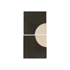 Tiles Moon Black Ceramic Decorative Wall Lamp by Violaine d'Harcourt