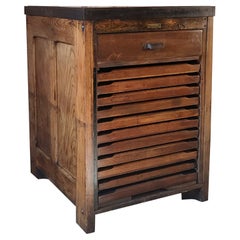 Vintage Industrial Oak & Steel Storage Island