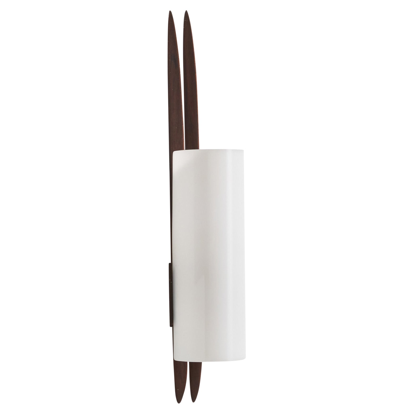 Italian Designer, Wall Light, Teak, Acrylic, Italy, 1950s