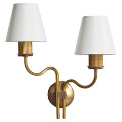 TR&co, Wall Light, Brass, Fabric, Norway, 1950s