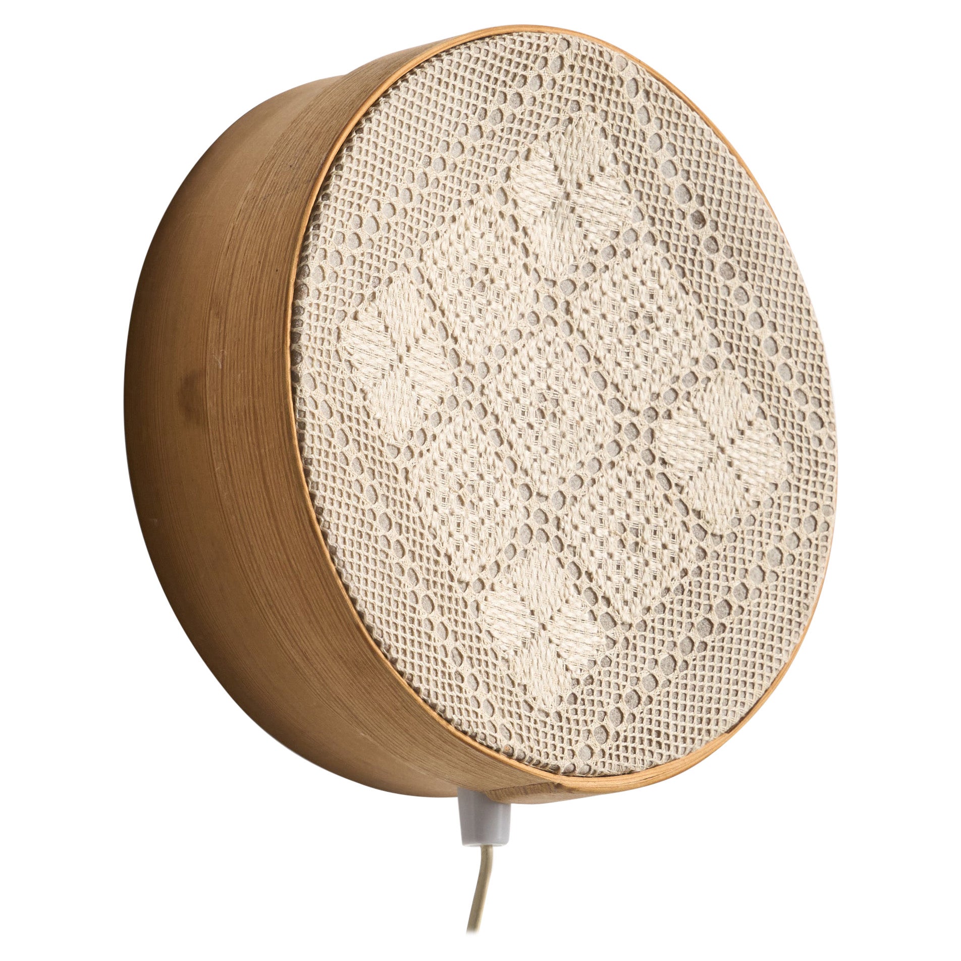 Swedish Designer, Wall Light, Pine, Fabric, Sweden, 1960s