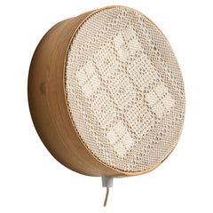Swedish Designer, Wall Light, Pine, Fabric, Sweden, 1960s