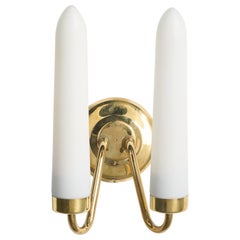 Swedish Designer, Wall Light, Brass, Glass, Sweden, 1960s