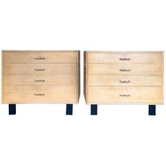 Pair of Combed Oak George Nelson Basic Storage Cabinets, Herman Miller