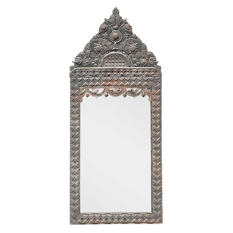 Vintage Boho Mexican Stamped Metal Mirror