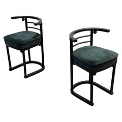 PAIR Josef Hoffman Fledermaus Chairs - Cafe Dining Chairs - Forest Green Suede