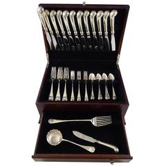 Williamsburg Shell by Stieff Sterling Silver Dinner Flatware Set Service 51 Pcs