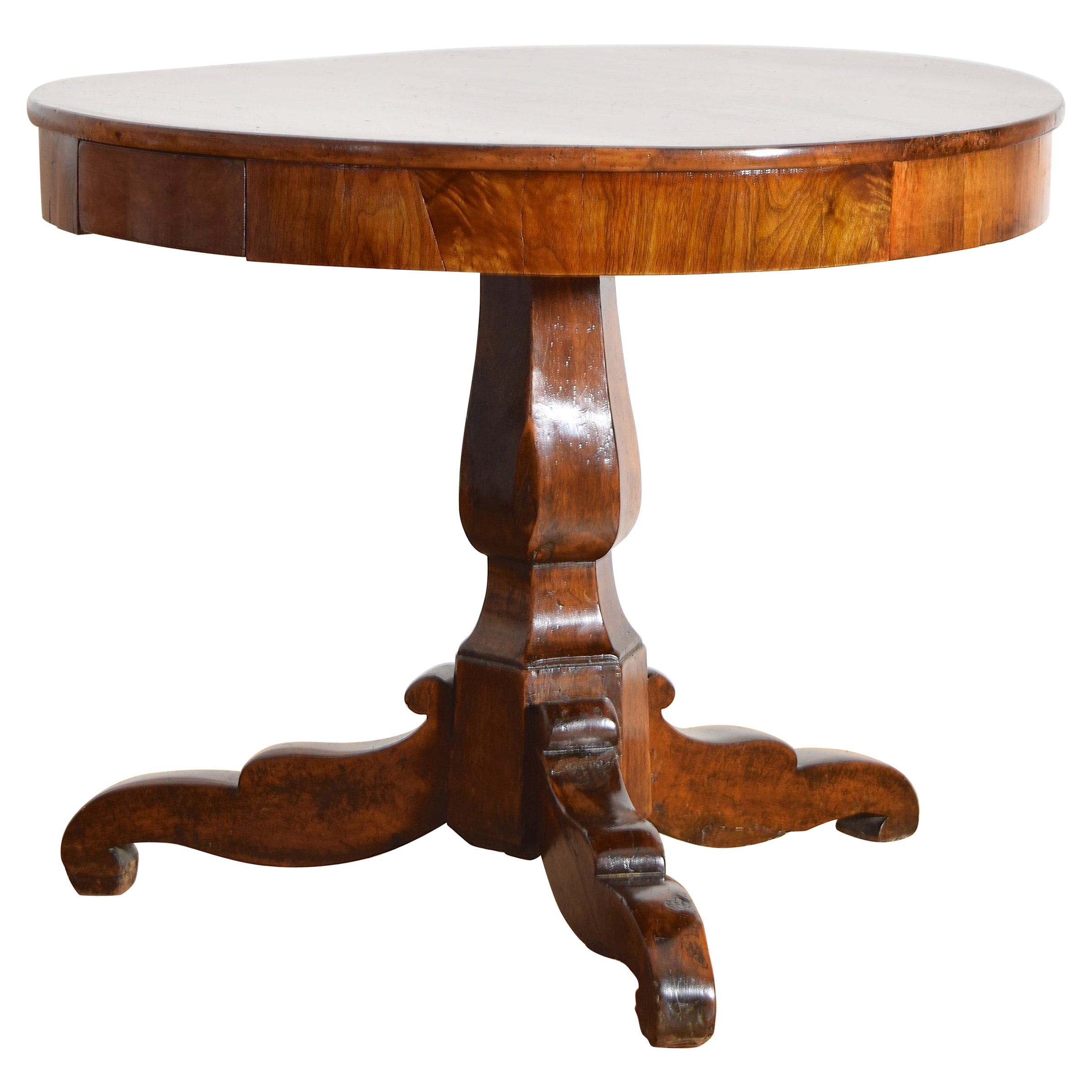 Italiana, Campania, Mesa central neoclásica tardía de nogal con 2 cajones, ca. 1835 en venta