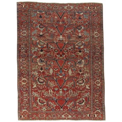 Antiker persischer Serapi-Teppich, handgefertigter orientalischer Teppich aus Wolle, Rost, Elfenbein, Hellblau, Hellblau