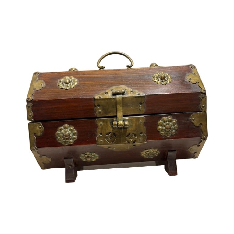 19th Century Chinese Rosewood Octagonal Box With Brass Mounts For Sale ...