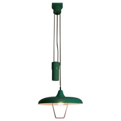 Green Italian Counterweight Pendant Lamp, 1950s