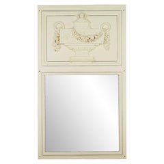 Antique Carved Urn White Wooden Overmantel Mirror