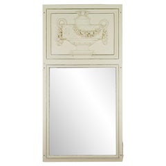 Antique Carved Urn White Wooden Overmantel Mirror