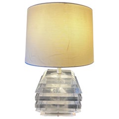 George Bullio Mid Century Modern Stacked Lucite Table Lamp - Medium Height