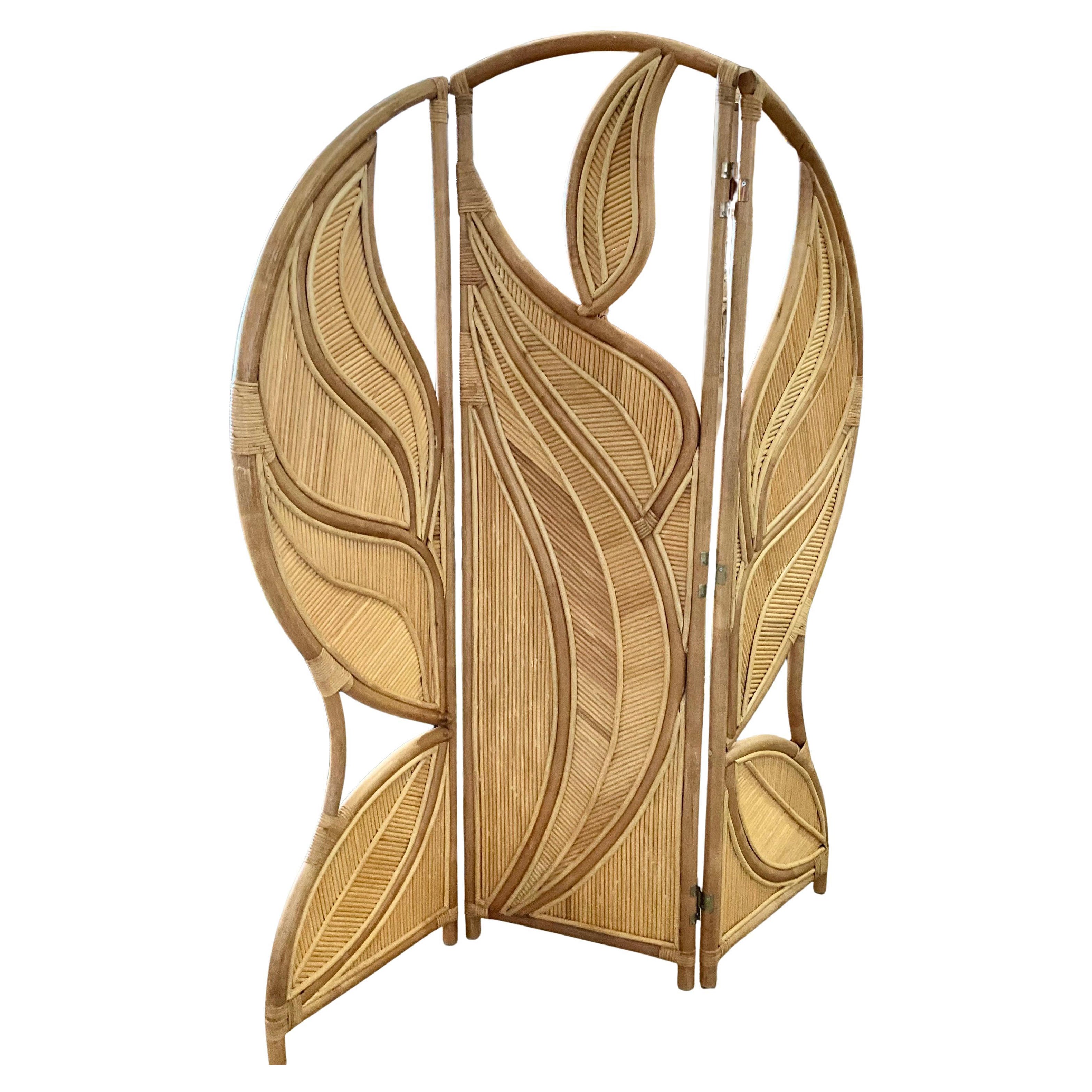 Rattan Screen, Italian Work Circa 1970
