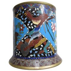 Antique 19th Century Chinese Cloisonné Brush Pot