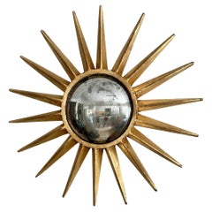 Sunburst Gilt Metal Convex Wall Art Mirror