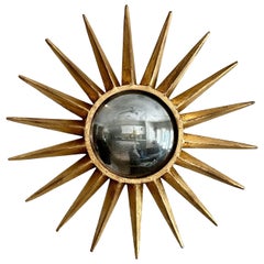 Sunburst Gilt Metal Convex Wall Art Mirror