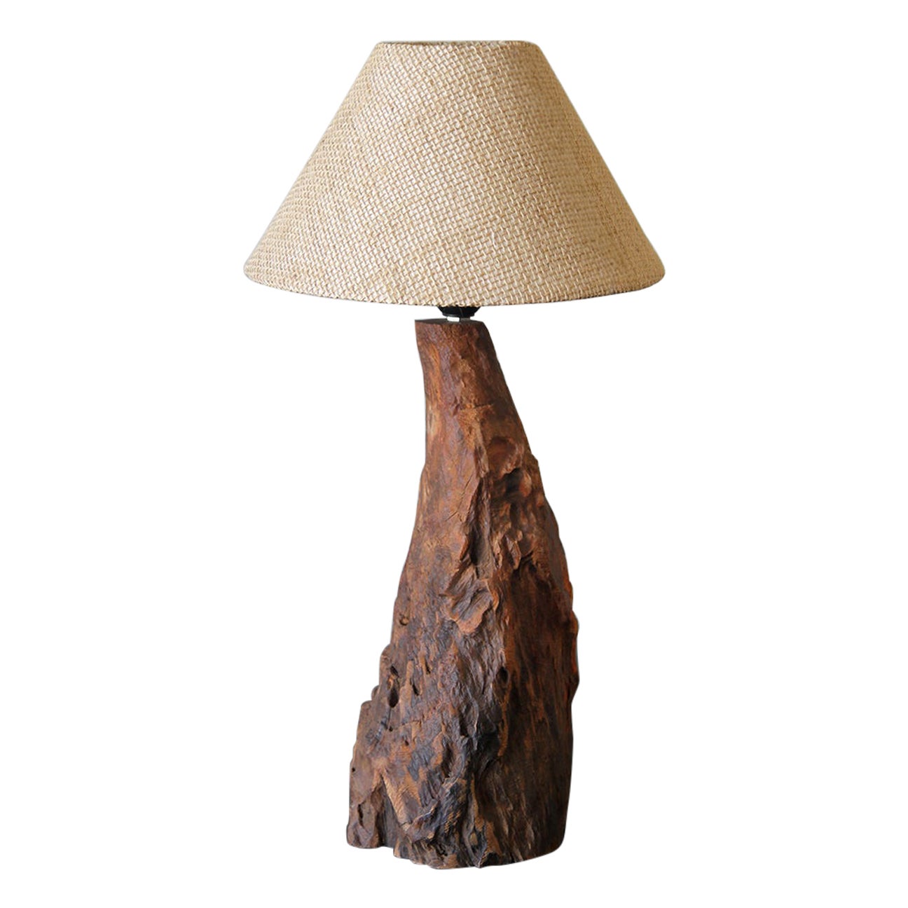 Brazilian Freeform Wood Table Lamp, Sculptural Design