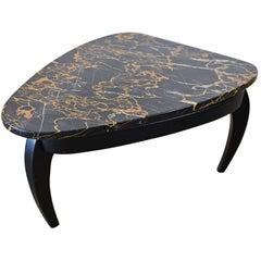 Italian Black Marble Triangular Side or Accent Table
