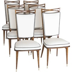 Set of Six French Mid-Century Dining Chairs