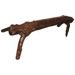 Provincial Chinese Antique Elmwood Bench 4