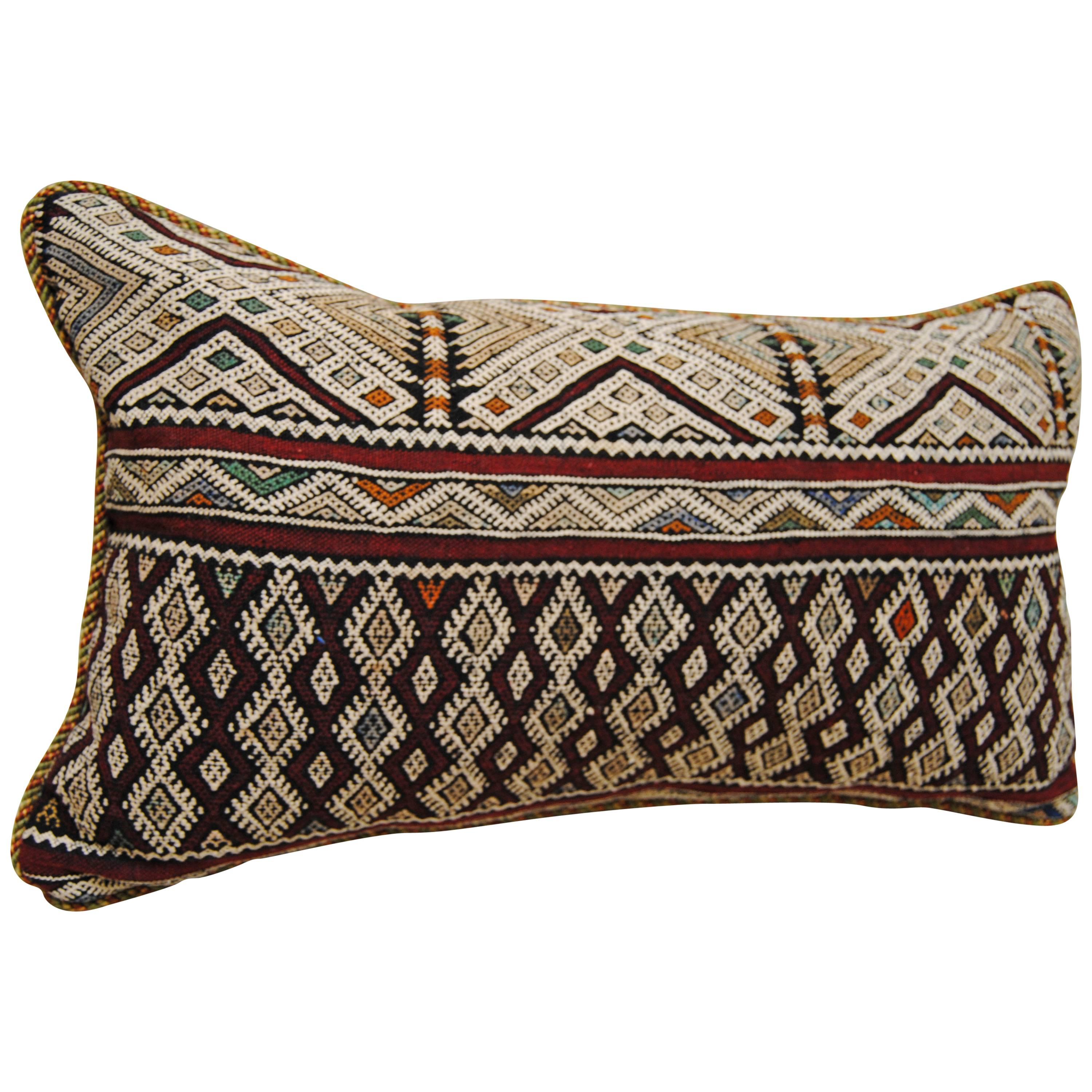 Custom Pillow Cut from a Hand-Loomed Wool Moroccan Rug, Atlas Mountains For Sale