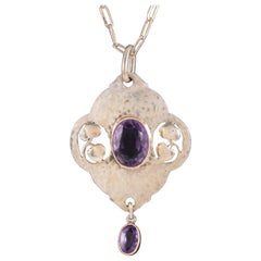 Antique Silver and Amethyst Murrle Bennett Pendant c1910