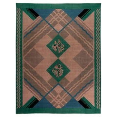 Tapis vert art déco chinois vintage fait main Doris Leslie Blau