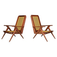 Lounge Chairs with Hardwood structure and Webbing, France 1950s