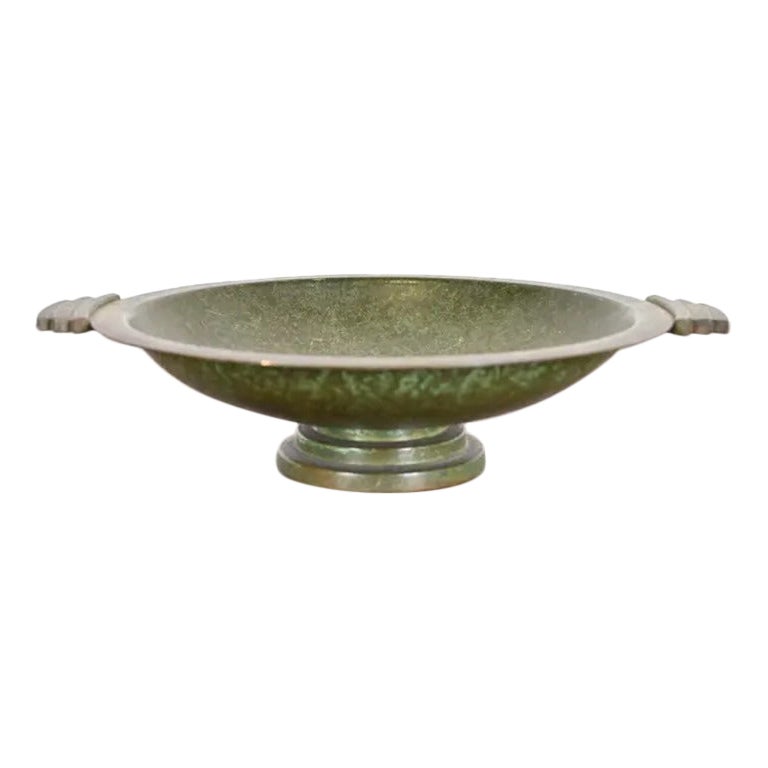 Carl Sorensen Art Deco Verdigris Bronze Footed Centerpiece Bowl or Fruit Bowl