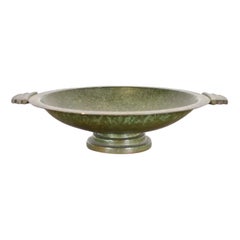 Carl Sorensen Art Deco Verdigris Bronze Footed Centerpiece Bowl or Fruit Bowl