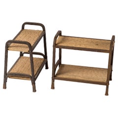Tables d'appoint brutalistes Gouge en chêne et acier inspirées de Marolles, France, années 1970