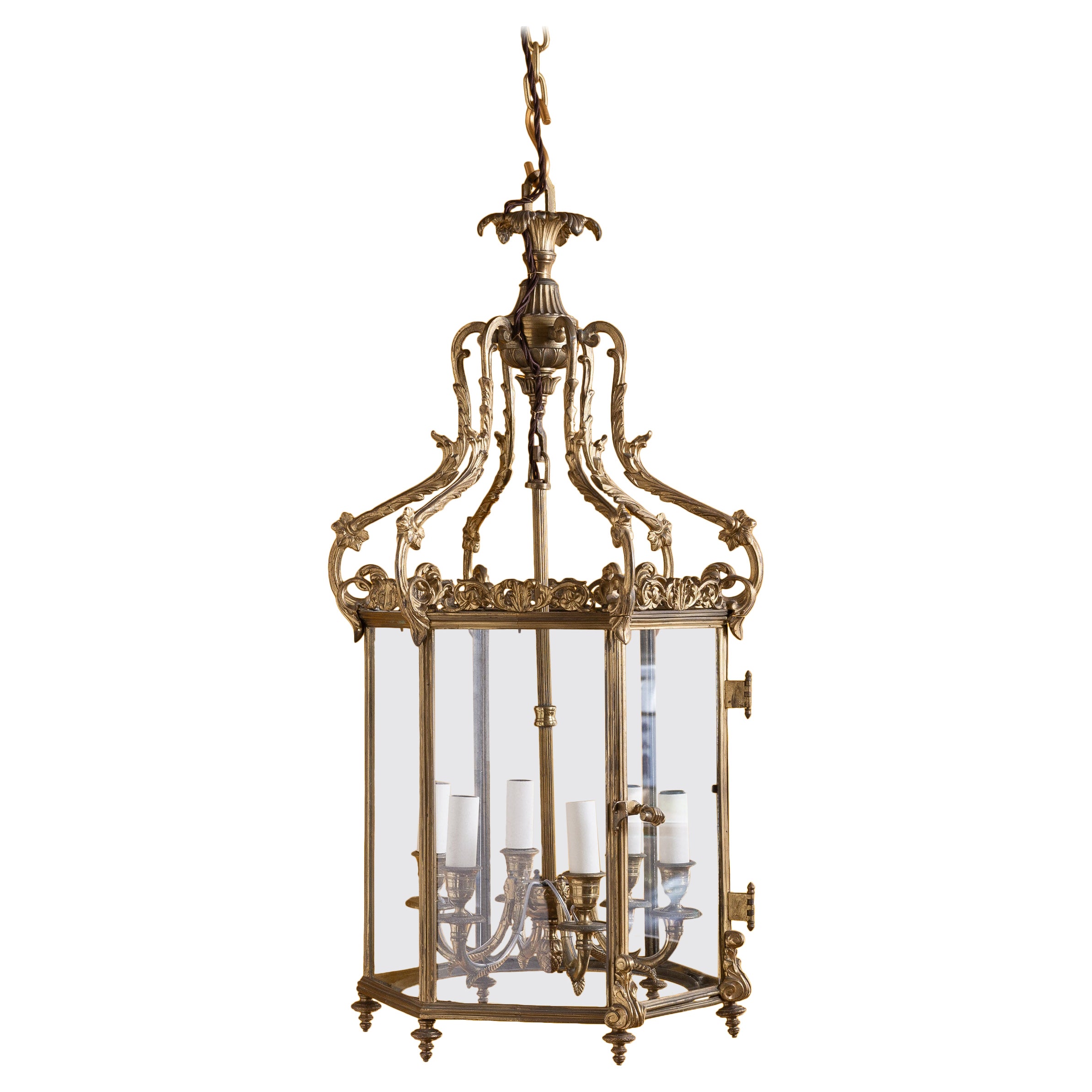 Lanterna da sala in ottone dorato Regency