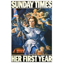 Original Vintage Political Poster Sunday Times Margaret Thatcher PM First Year