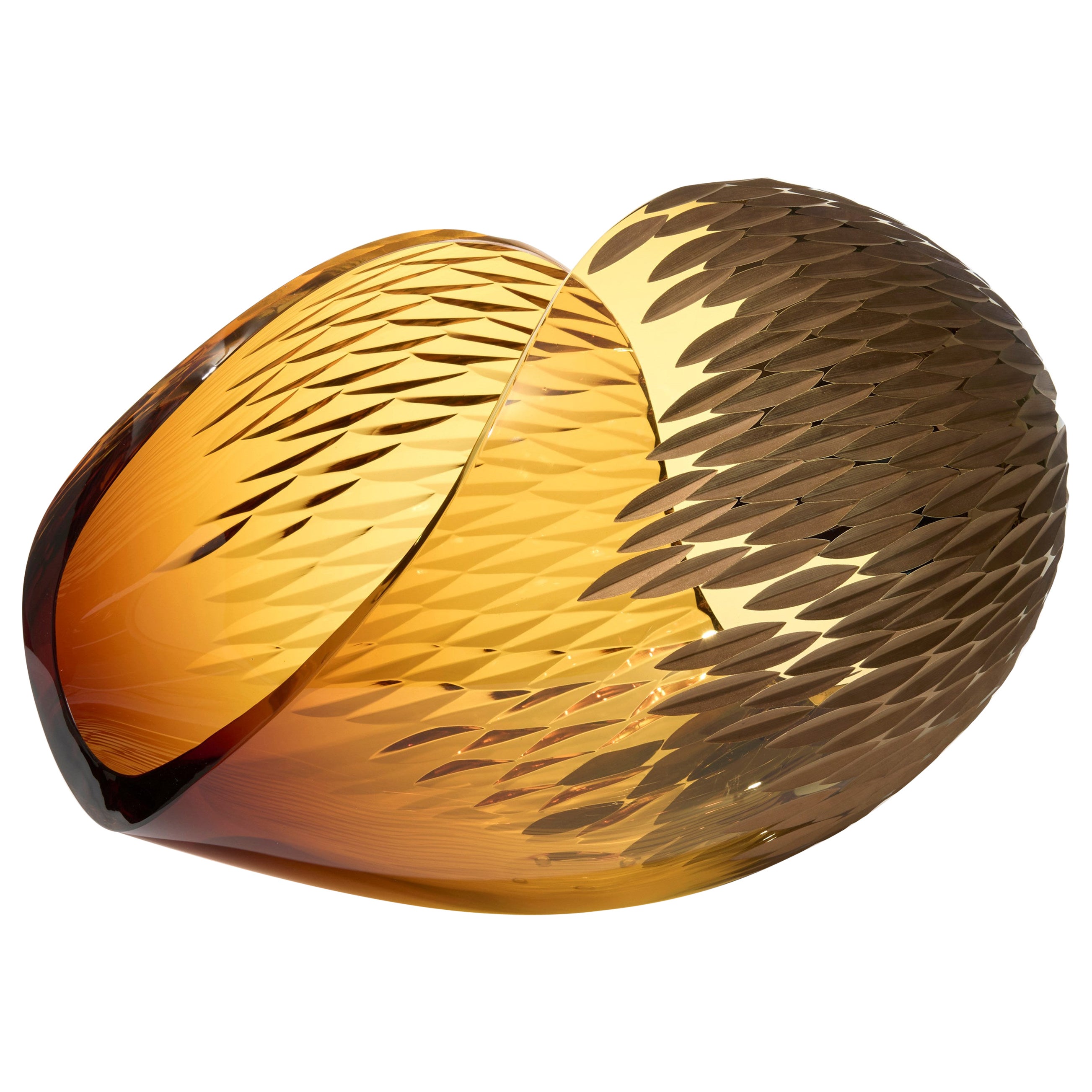 Planeta de oro facetado, escultura de 23 quilates y cristal tallado de Lena Bergström