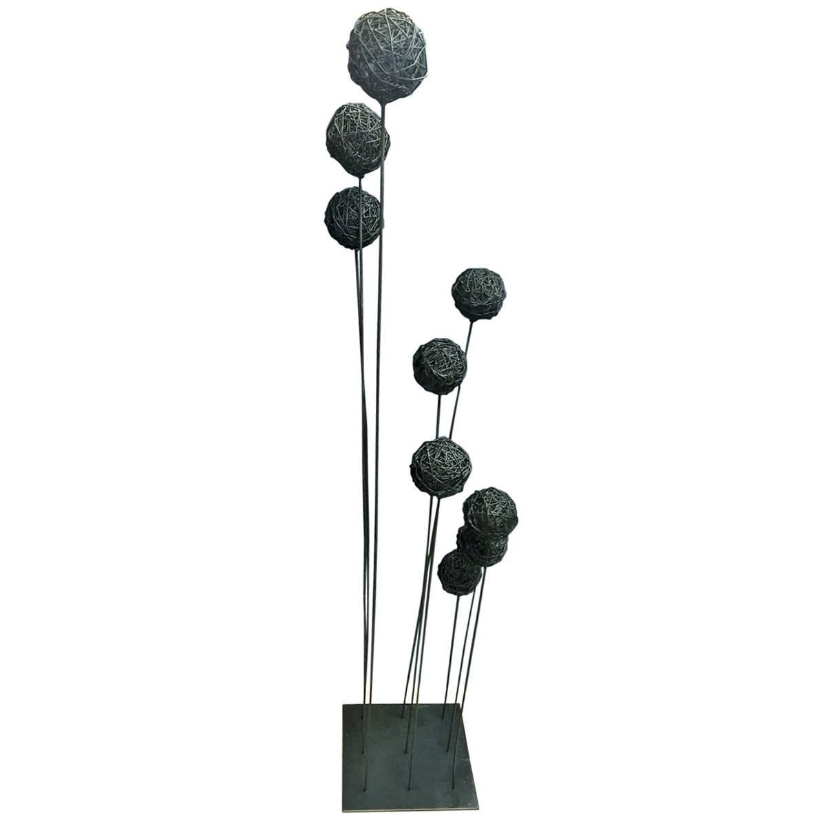 Harry Bertoia Style Modernist Kinetic Wire Ball Sculpture For Sale