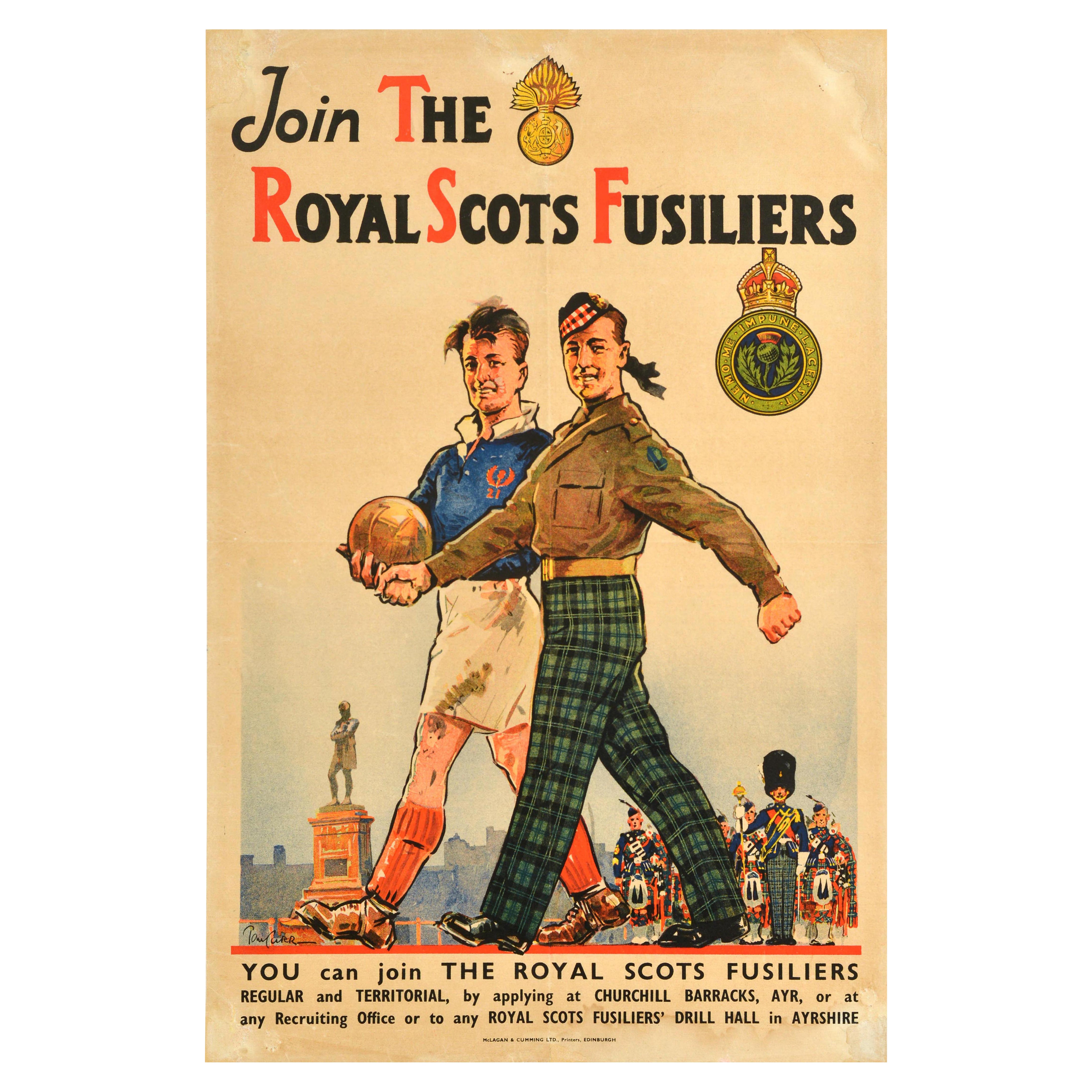 Affiche vintage originale de recrutement militaire de l'armée britannique