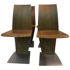 Extraordinary Set of Four Tapio Wirkkala Zebrawood Chairs; Nakashima Style