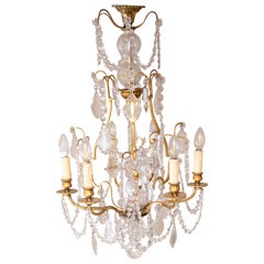 Louis XV Crystal & Bronze Chandelier, Six Lights, 19th Century
