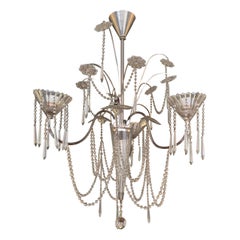 Chandelier, crystal and silverplate, Swedish Neoclassicism