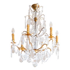 Louis XV Crystal & Bronze Chandelier, Six Lights, 19th Century