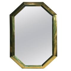 Octagonal Brass Frame Wall Mirror by Mastercraft