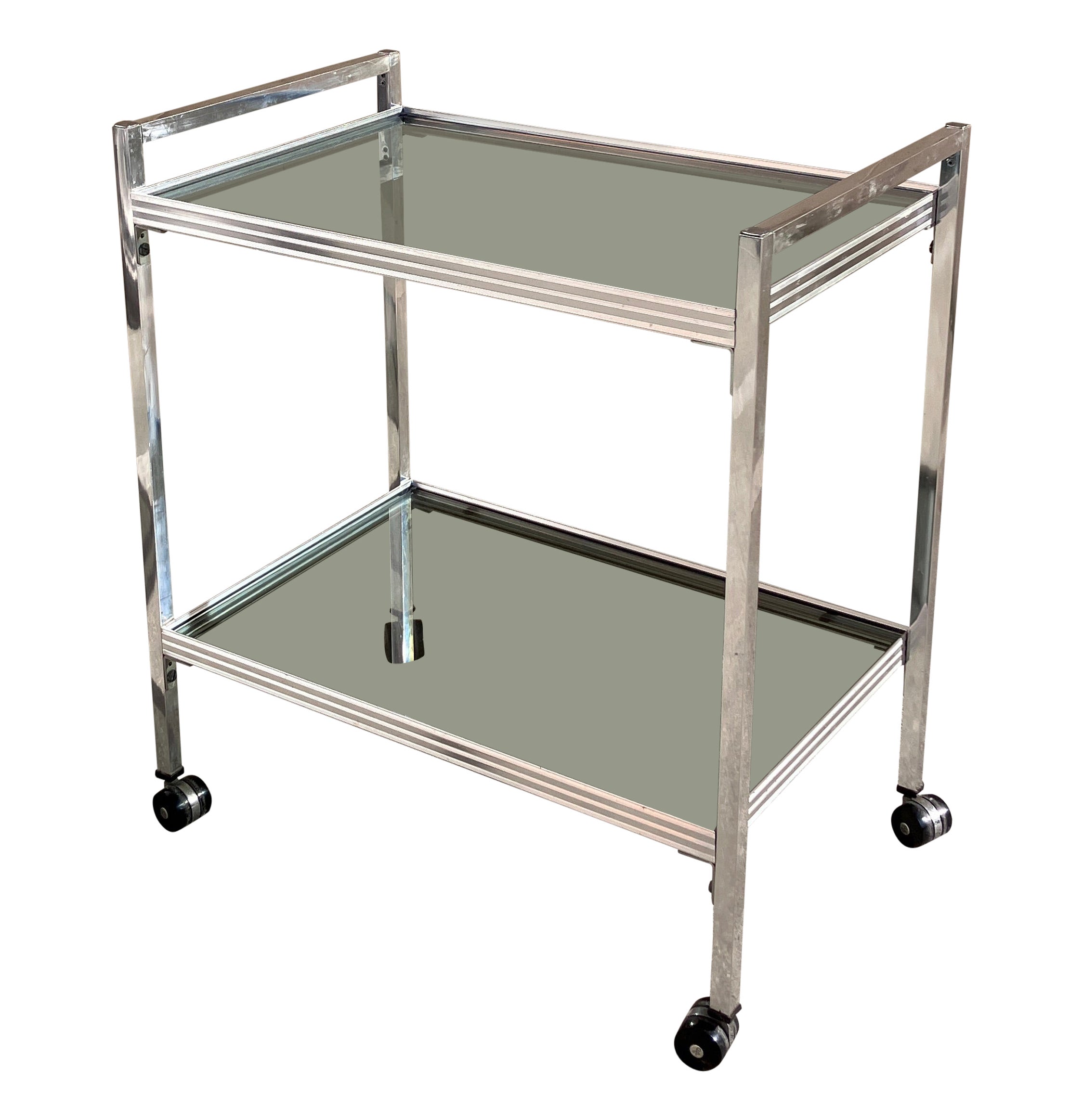 Mid century modern chrome and glass drinks trolley cart