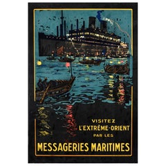 Original-Vintage-Reiseplakat, Nachrichten, Maritimes, Fernen Osten, Versand, Französisch