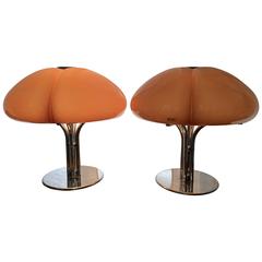 Pair of Mid-1970s Italian Harvey Guzzini "Quadrifoglio" Table Lamps